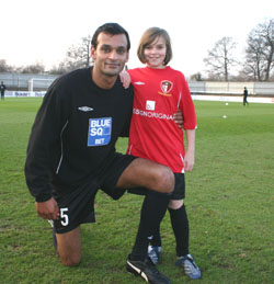Nevin with mascot Danielle Burness