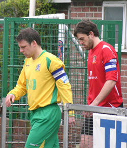Lee Flynn and Perks lead the sides out